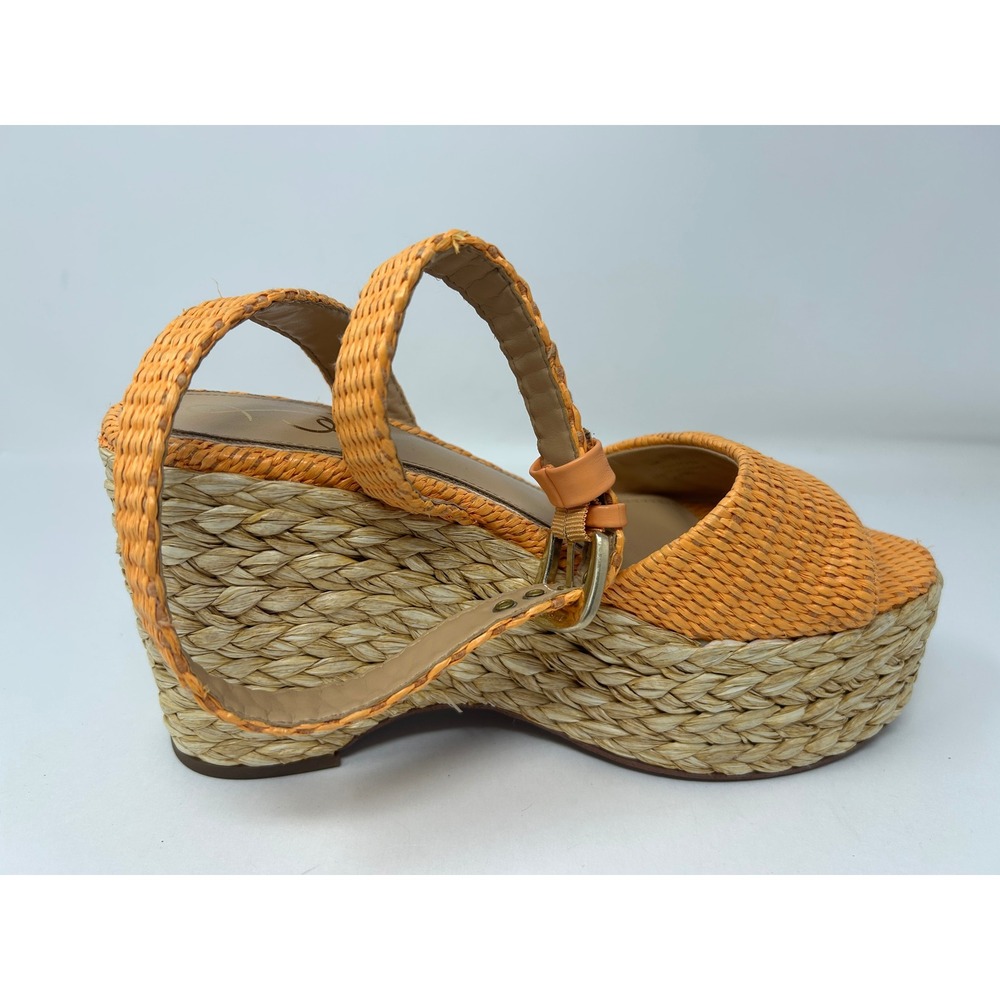 Sam Edelman Womens Orange Raffia Espadrille Wedge Sandals Platform Shoes Size 9 - Picture 3 of 8